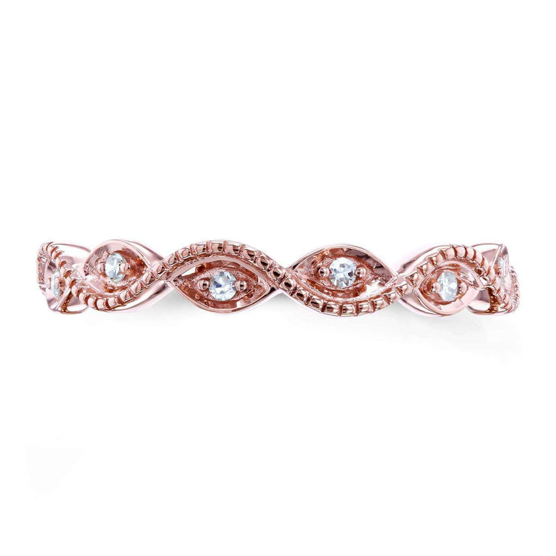 Kobelli Accent Diamond Stackable Braided Fashion Ring in 10k Rose Gold