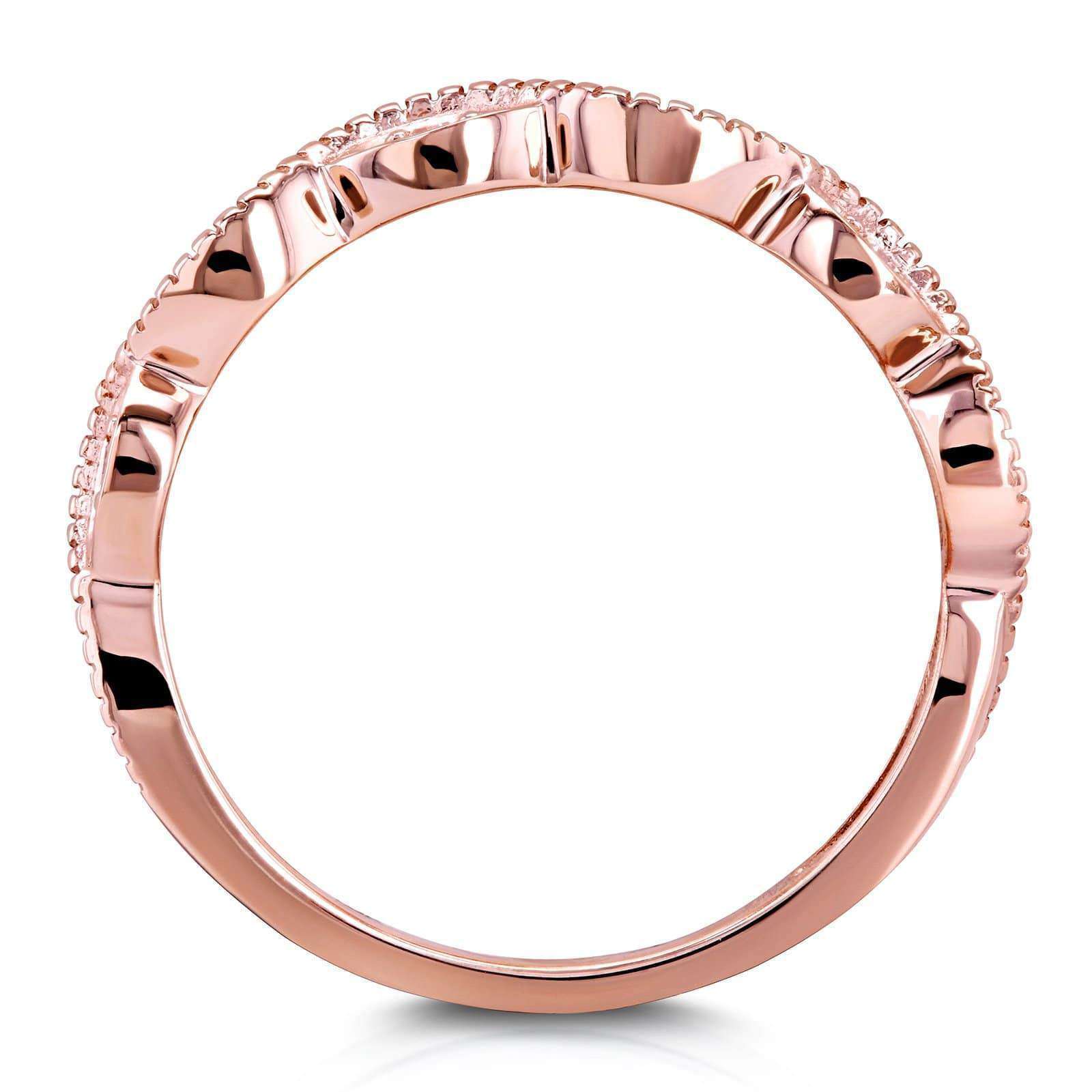 Kobelli Accent Diamond Stackable Braided Fashion Ring in 10k Rose Gold