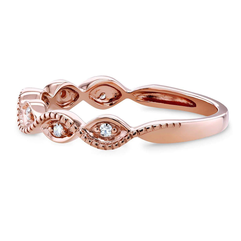Kobelli Accent Diamond Stackable Braided Fashion Ring in 10k Rose Gold