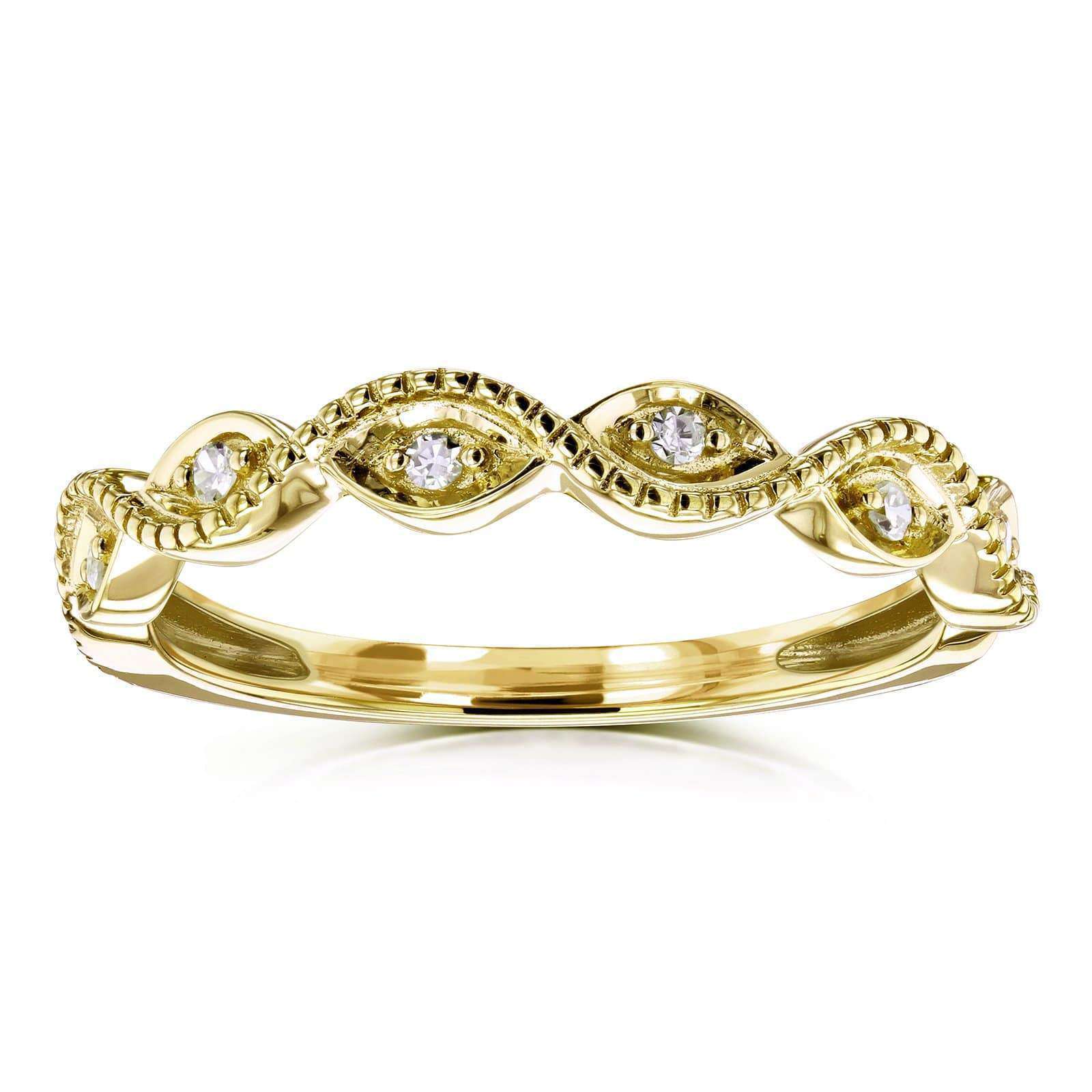 Kobelli Accent Diamond Stackable Braided Fashion Ring in 10k Yellow Gold