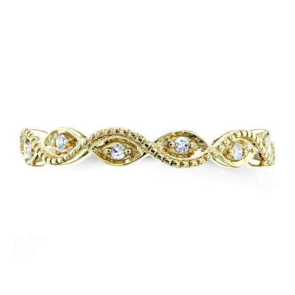 Kobelli Accent Diamond Stackable Braided Fashion Ring in 10k Yellow Gold