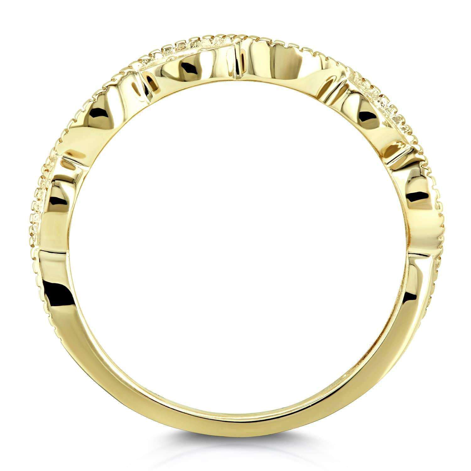 Kobelli Accent Diamond Stackable Braided Fashion Ring in 10k Yellow Gold
