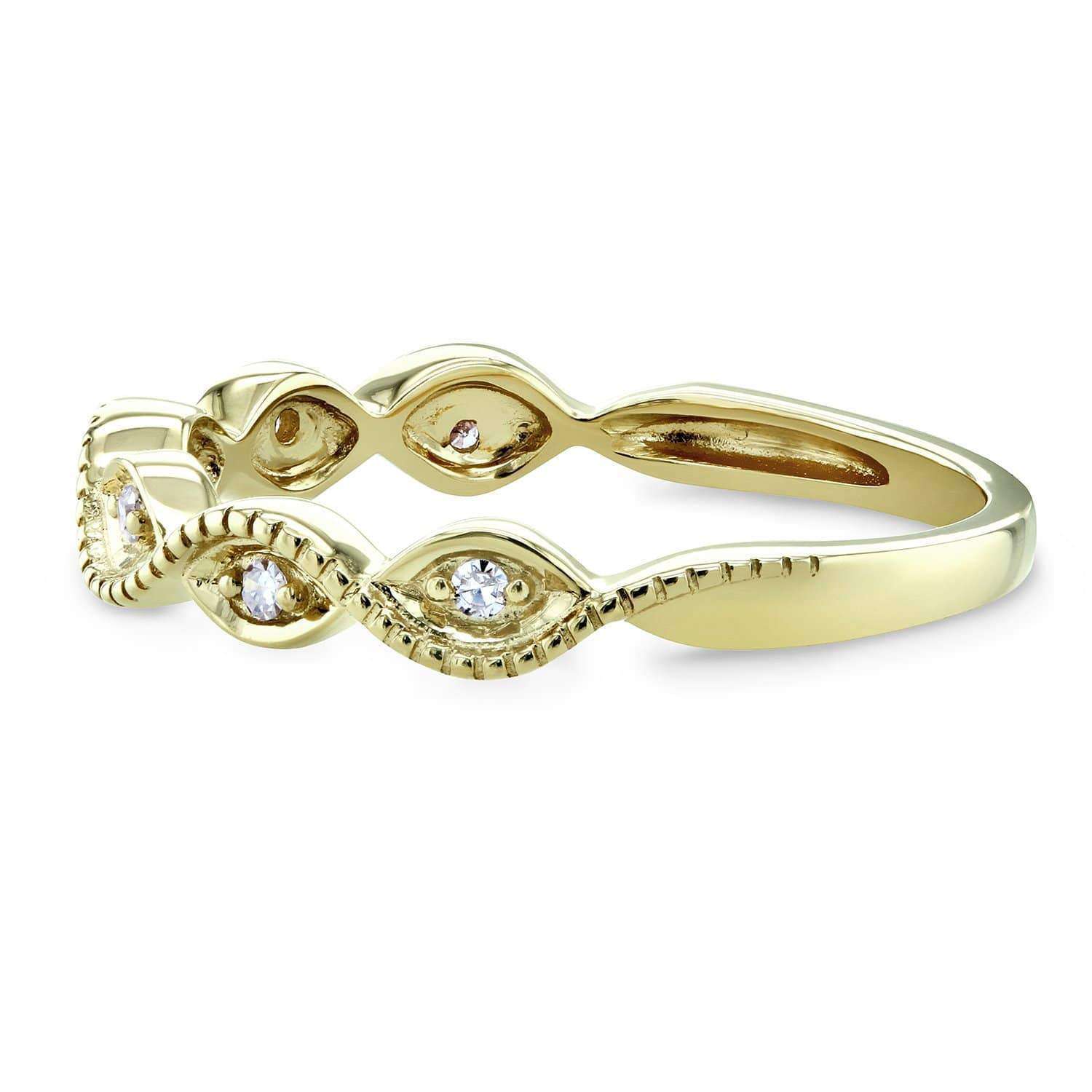 Kobelli Accent Diamond Stackable Braided Fashion Ring in 10k Yellow Gold