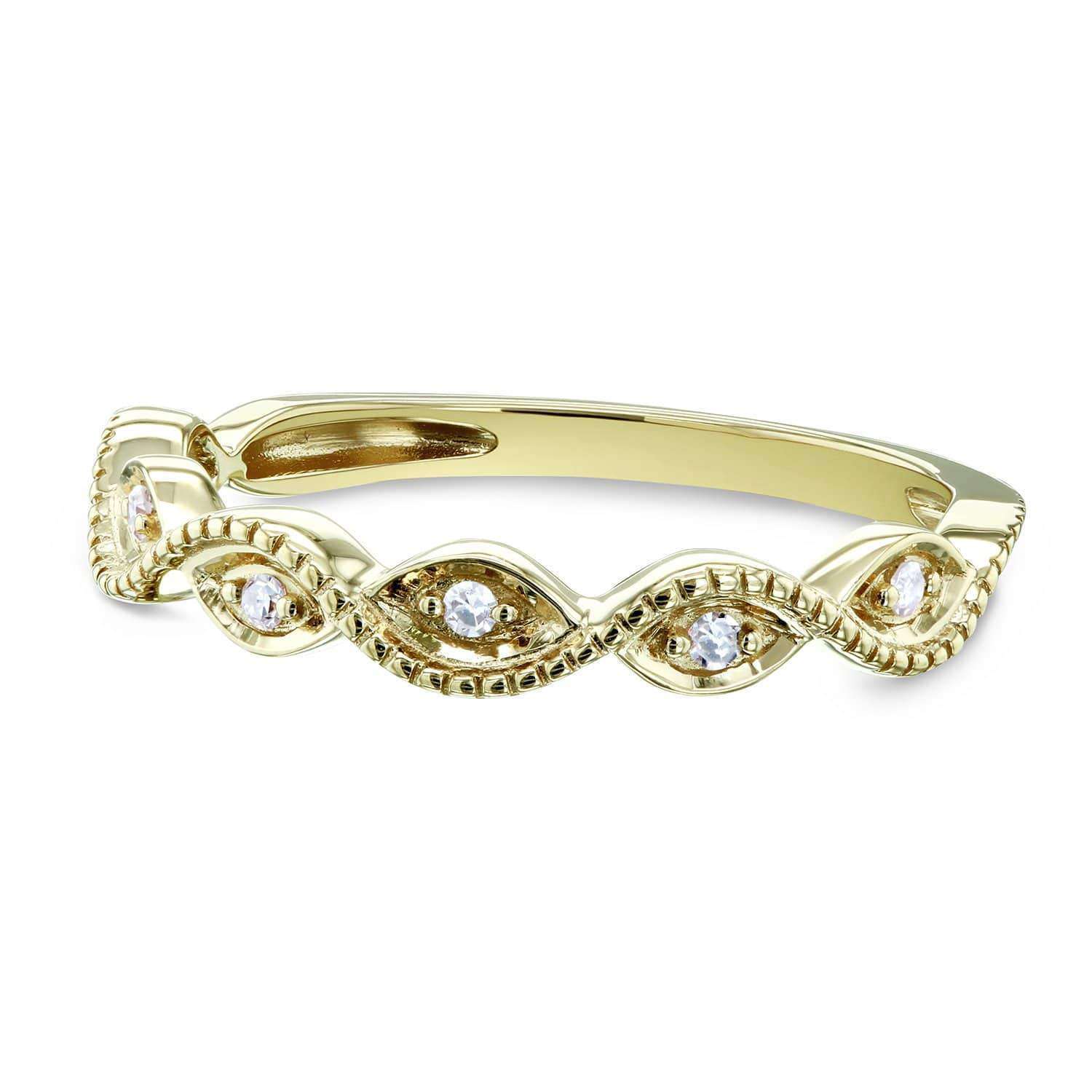 Kobelli Accent Diamond Stackable Braided Fashion Ring in 10k Yellow Gold