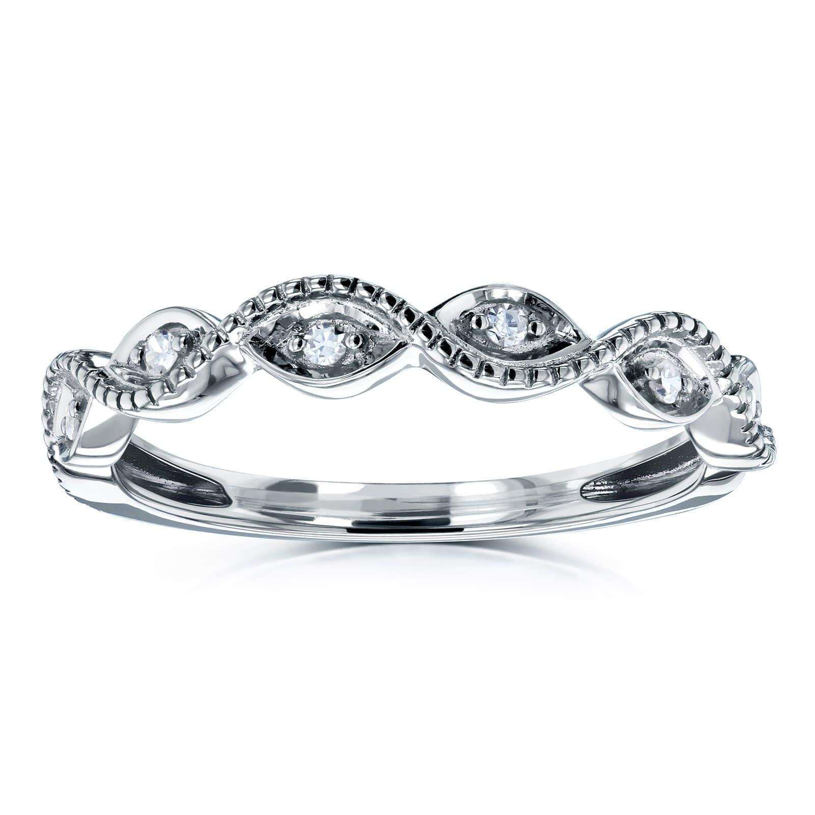 Kobelli Accent Diamond Stackable Braided Fashion Ring in 10k White Gold