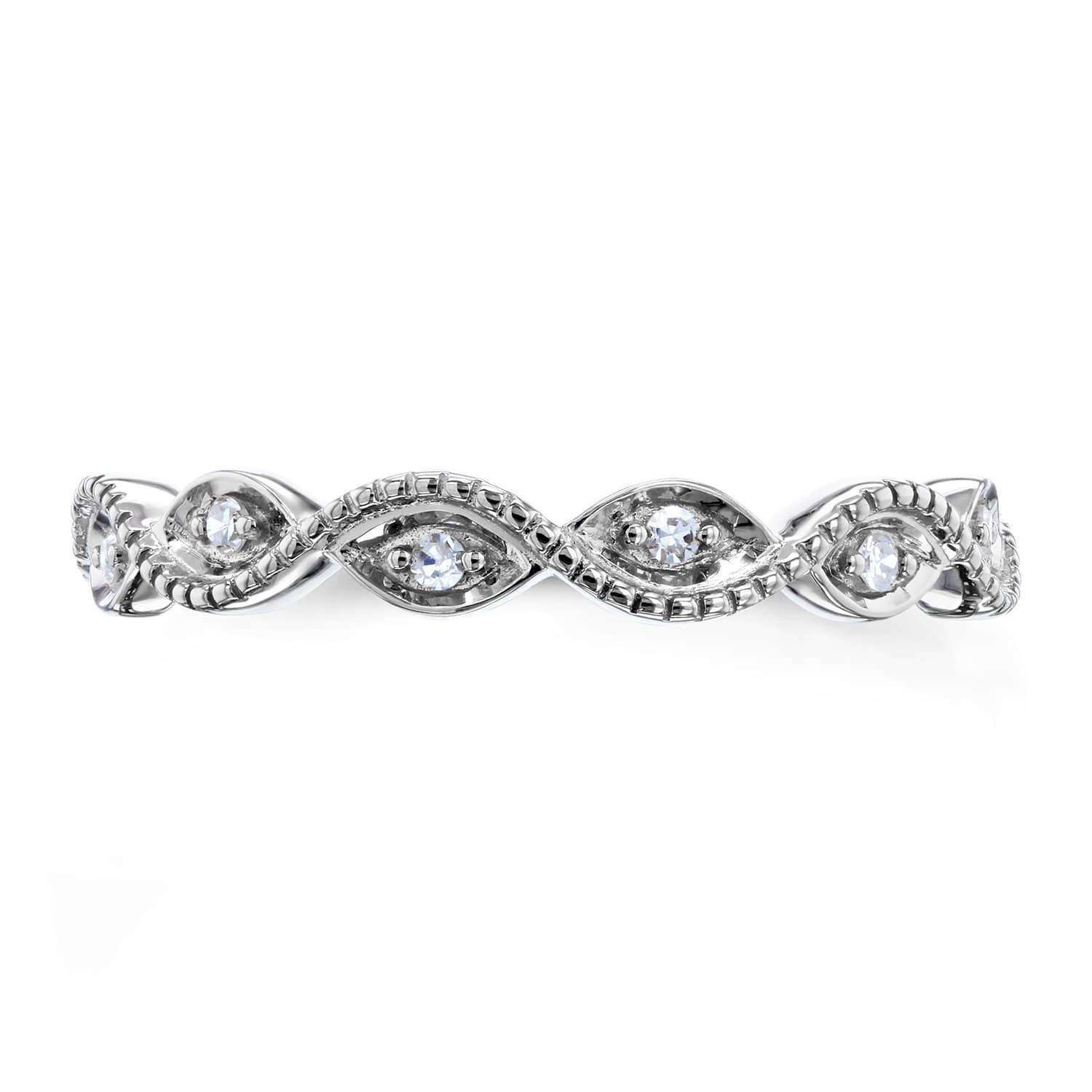 Kobelli Accent Diamond Stackable Braided Fashion Ring in 10k White Gold