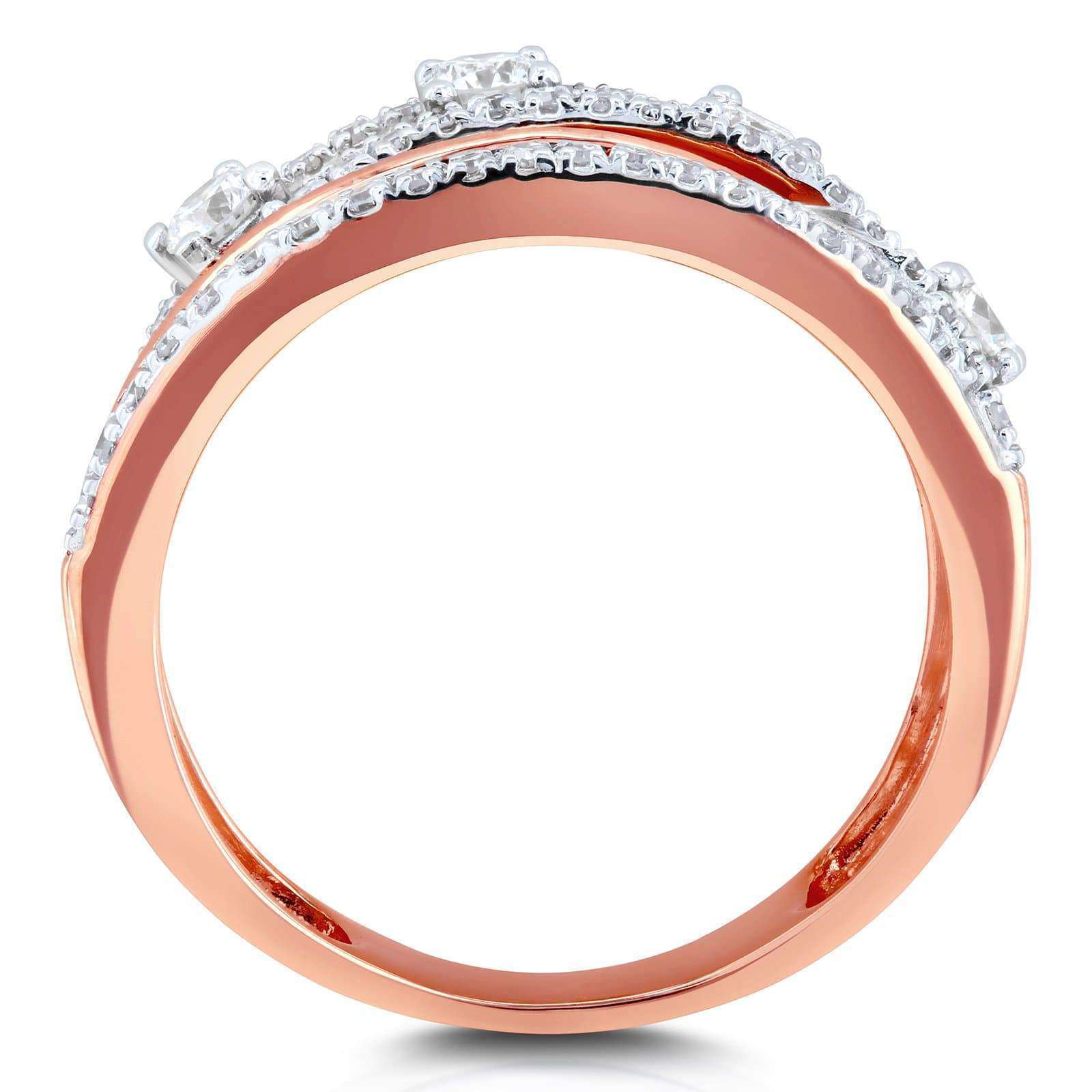 Kobelli Diamond Anniversary Band Asymmetrical 1/2 CTW 10k Two Tone Gold