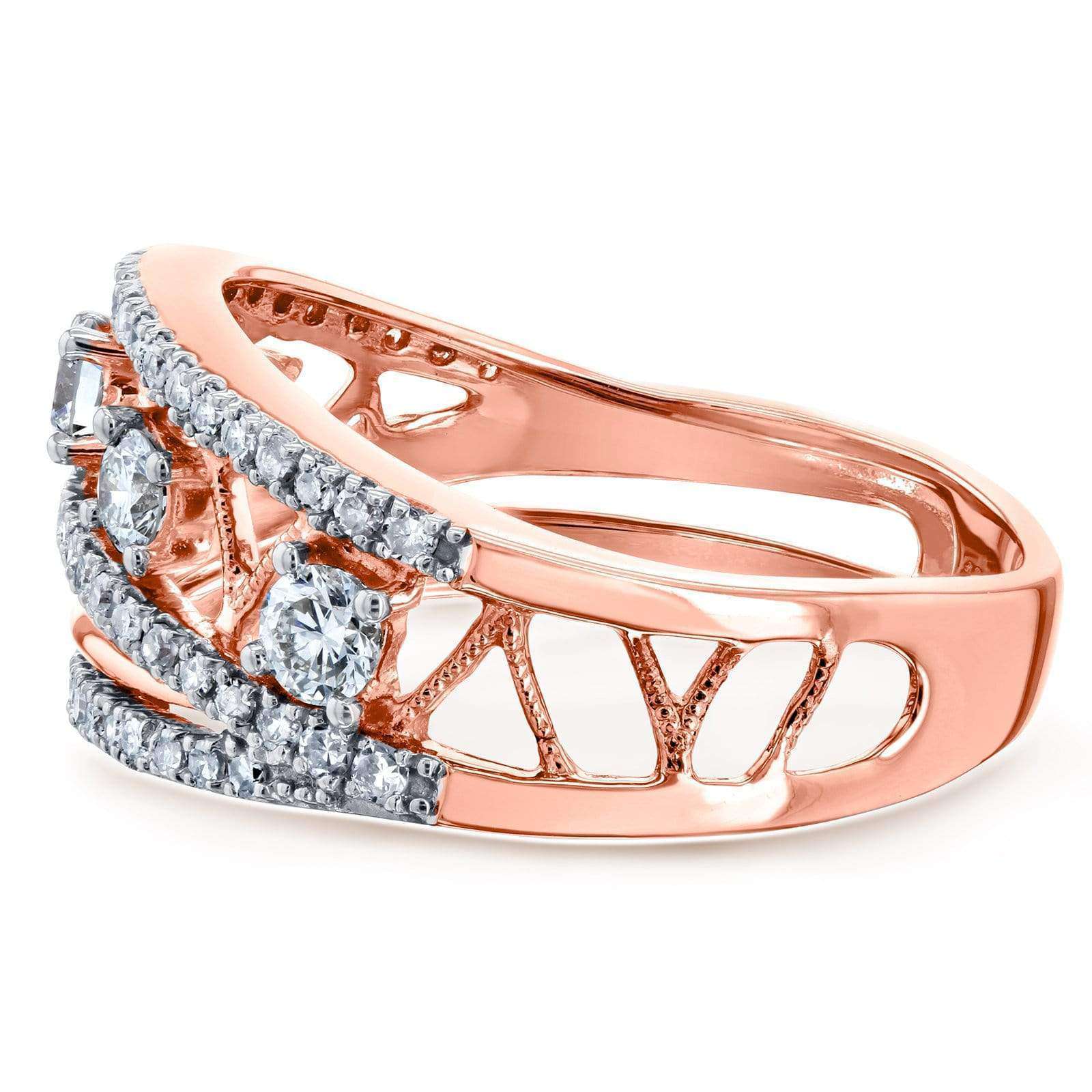 Kobelli Diamond Anniversary Band Asymmetrical 1/2 CTW 10k Two Tone Gold