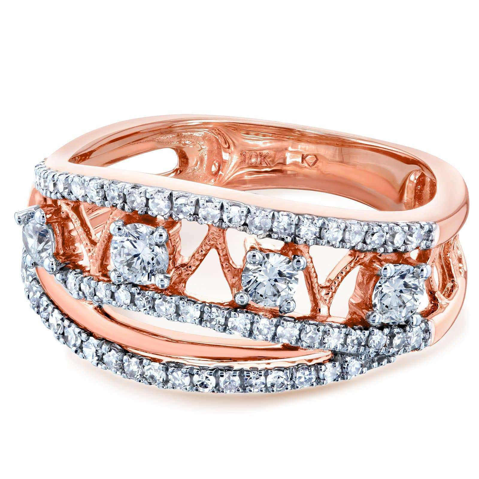 Kobelli Diamond Anniversary Band Asymmetrical 1/2 CTW 10k Two Tone Gold