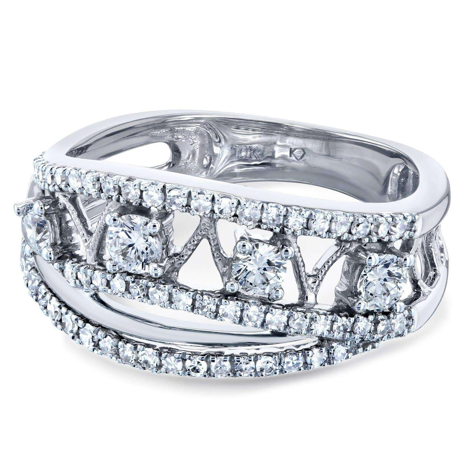 Kobelli Diamond Anniversary Band Asymmetrical 1/2 CTW 10k White Gold