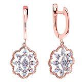 Kobelli Diamond Floral Latch Back Drop Earrings 2/5 CTW 10k Rose Gold 62492-R