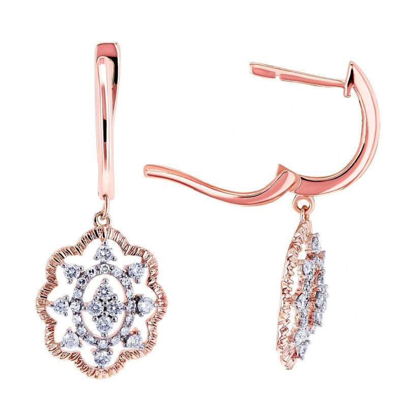 Kobelli Diamond Floral Latch Back Drop Earrings 2/5 CTW 10k Rose Gold 62492-R