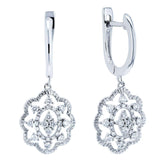 Kobelli Diamond Floral Latch Back Drop Earrings 2/5 CTW 10k White Gold 62492