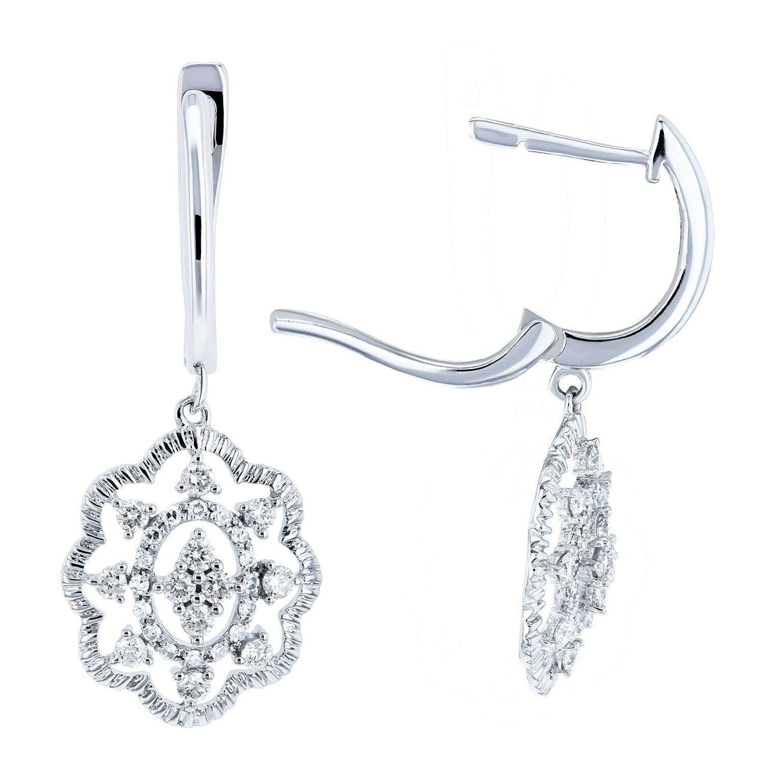 Kobelli Diamond Floral Latch Back Drop Earrings 2/5 CTW 10k White Gold 62492