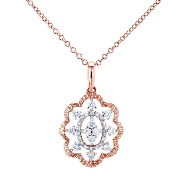 Kobelli Diamond Floral Pendant Necklace 1/4 CTW 10k Rose Gold, 18in Chain 62493-R