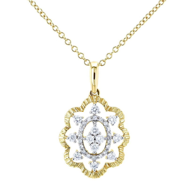 Kobelli diamant blomstret vedhæng halskæde 1/4 ctw 10k gult guld, 18 i kæde 62493-y