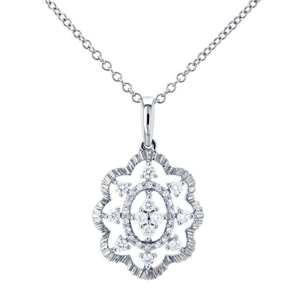 Kobelli Diamond Floral Pendant Necklace 1/4 CTW 10k White Gold, 18in Chain 62493