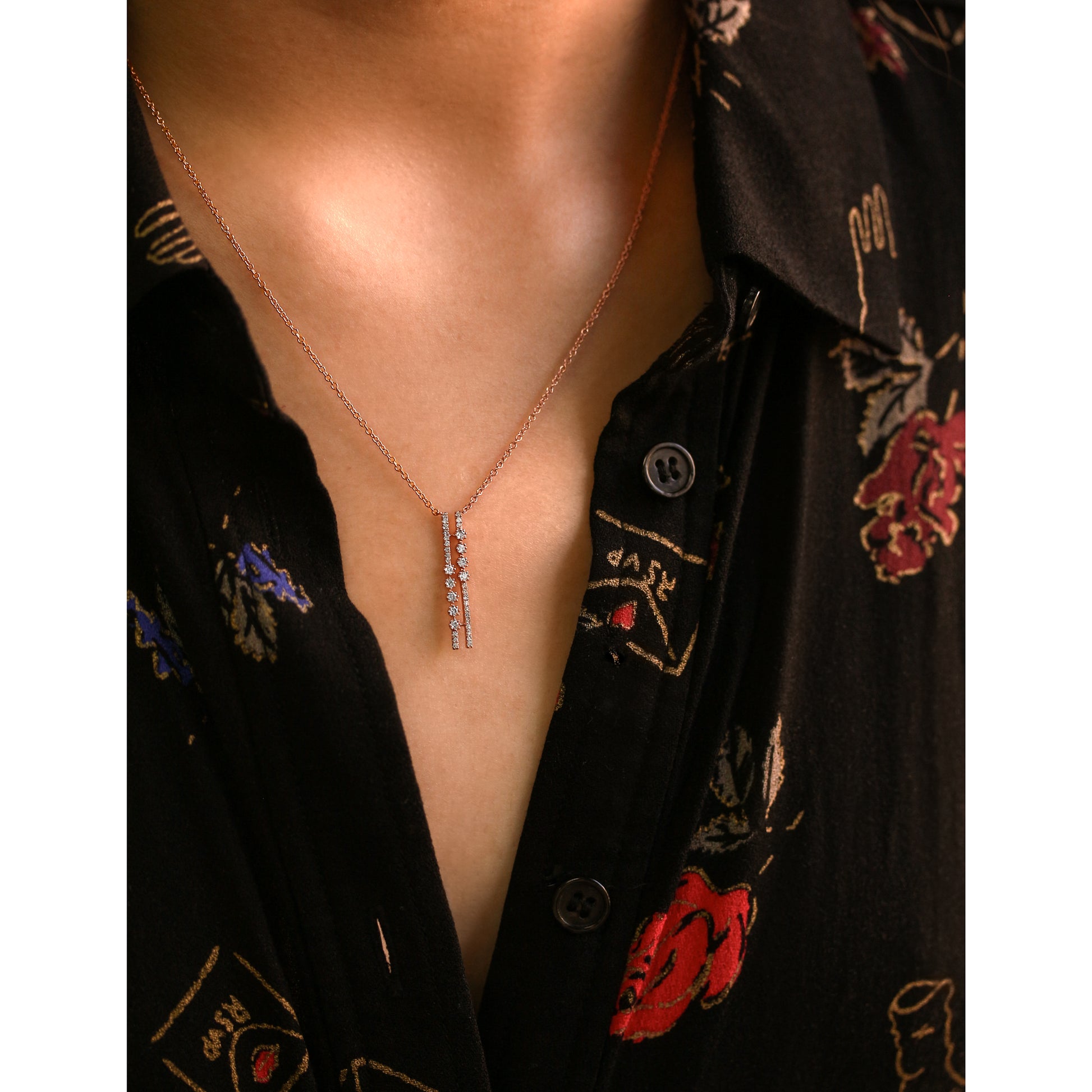 Kobelli Dual Bar Diamond Necklace