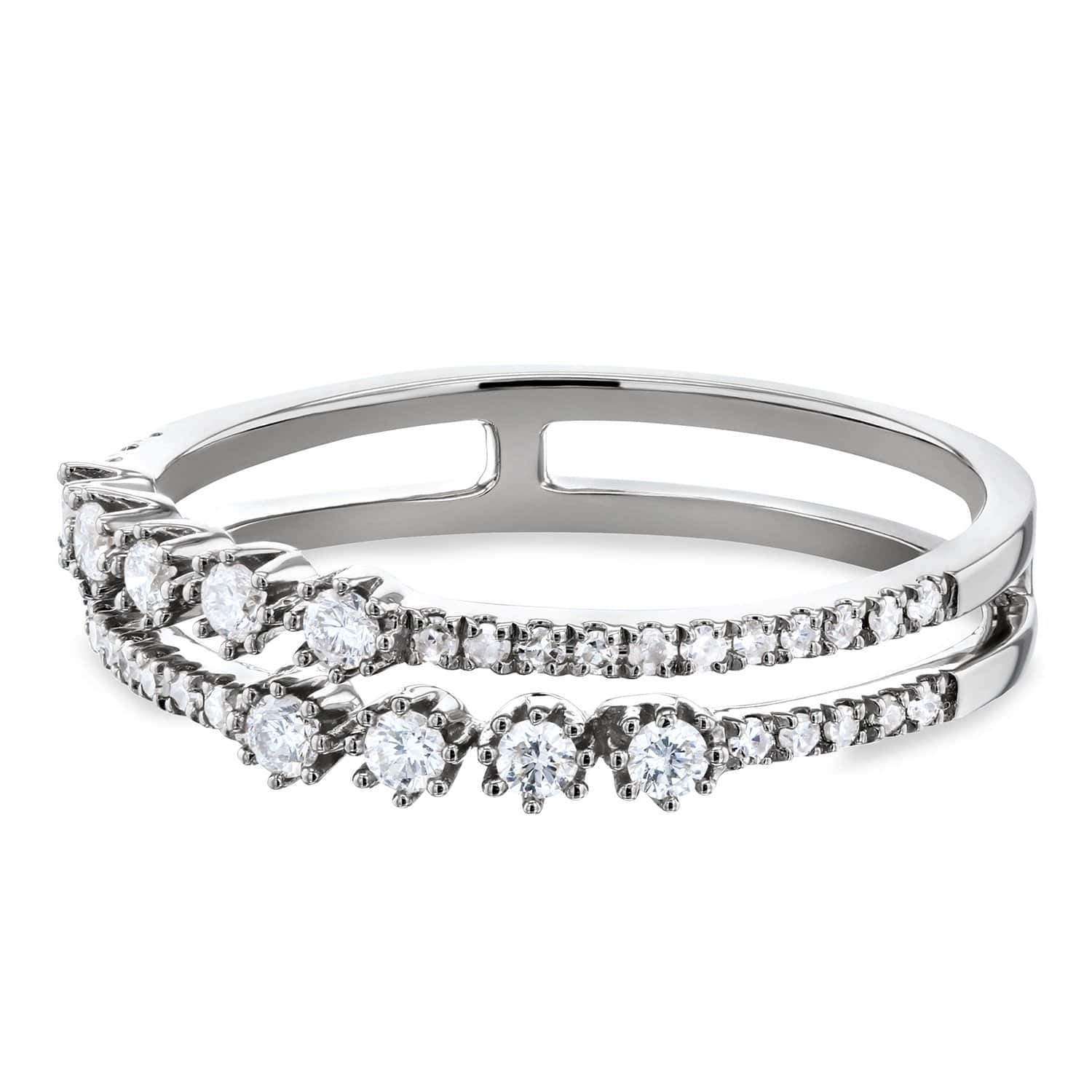 Kobelli Diamond Two Row Fashion Band 1/4 CTW 10k White Gold