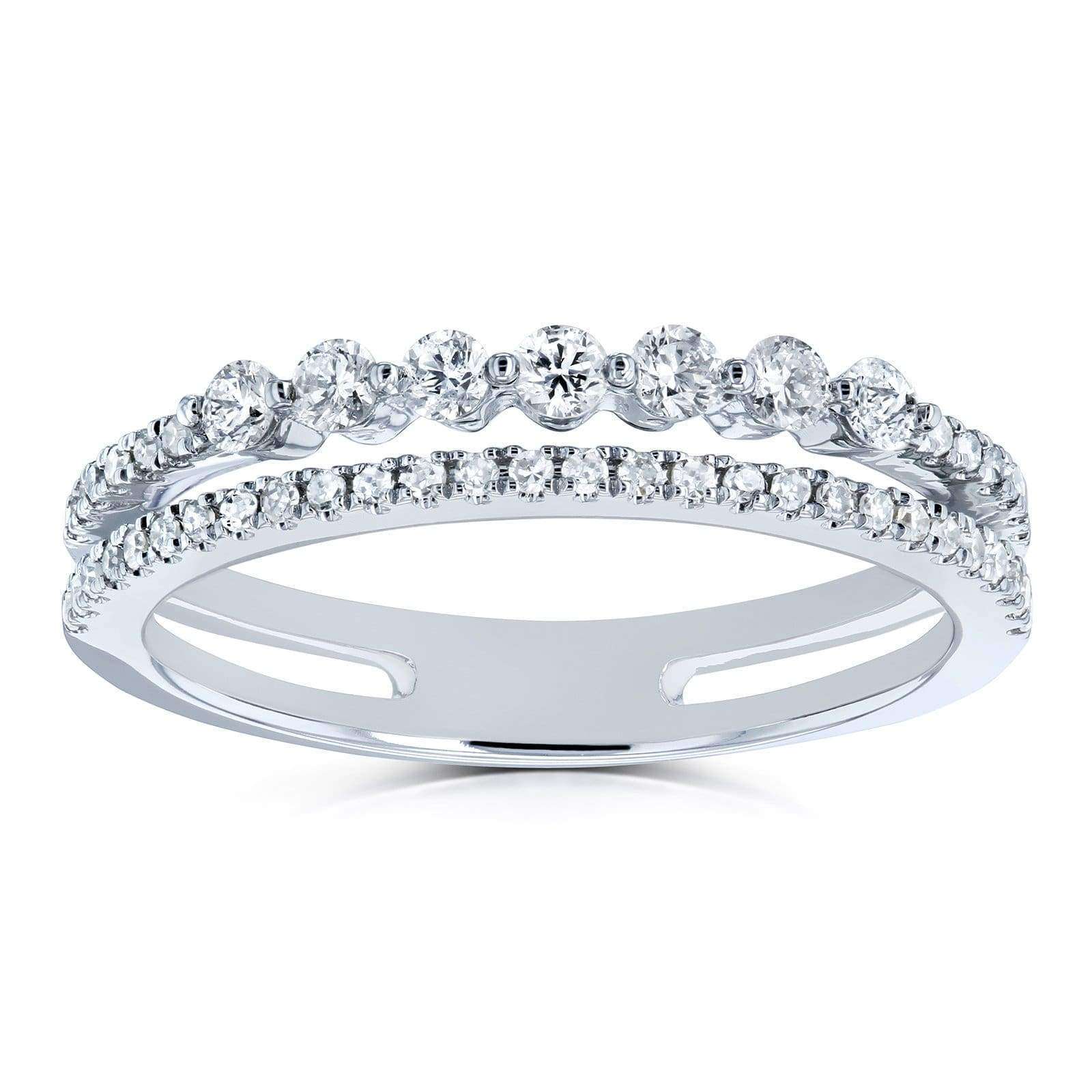 Kobelli Diamond Two-Row Parallel Band Fashion Ring 1/4 CTW 10k White Gold