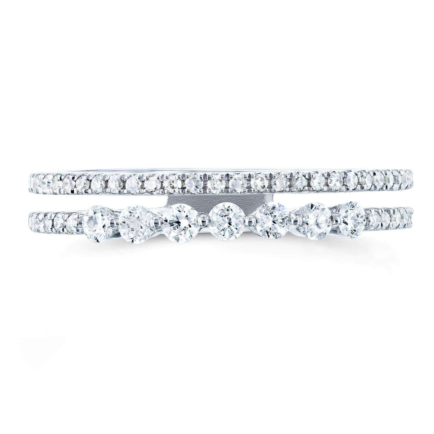 Kobelli Diamond Two-Row Parallel Band Fashion Ring 1/4 CTW 10k White Gold