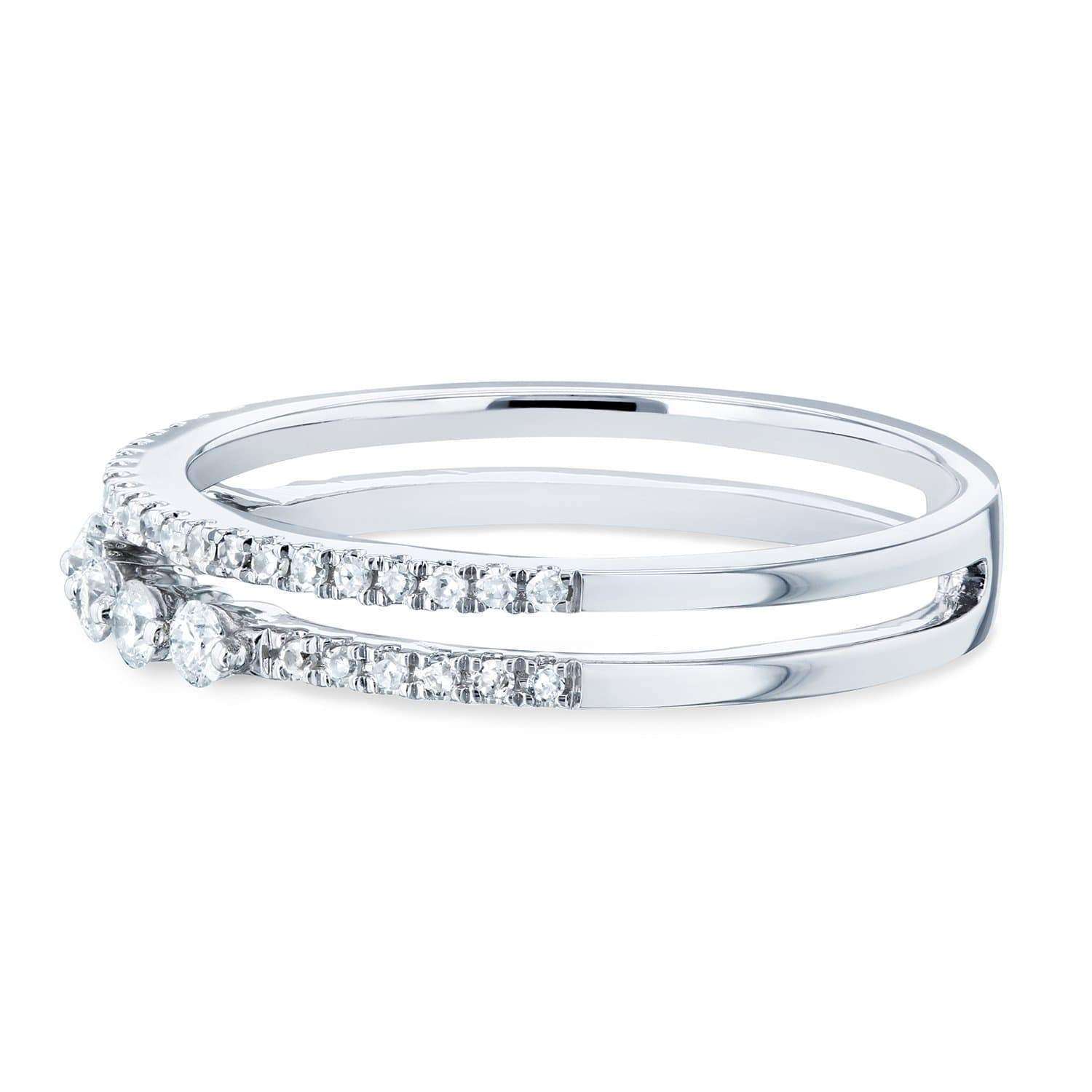 Kobelli Diamond Two-Row Parallel Band Fashion Ring 1/4 CTW 10k White Gold