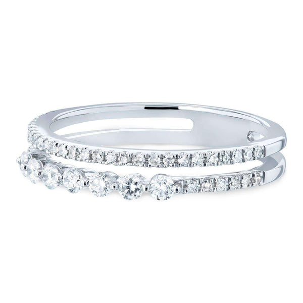 Kobelli Diamond Two-Row Parallel Band Fashion Ring 1/4 CTW 10k White Gold