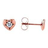 Kobelli solitaire hjerte diamant øreringe 10k rosa guld 62504-r