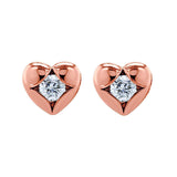 Brincos de diamante com coração solitário Kobelli em ouro rosa 10k 62504-r
