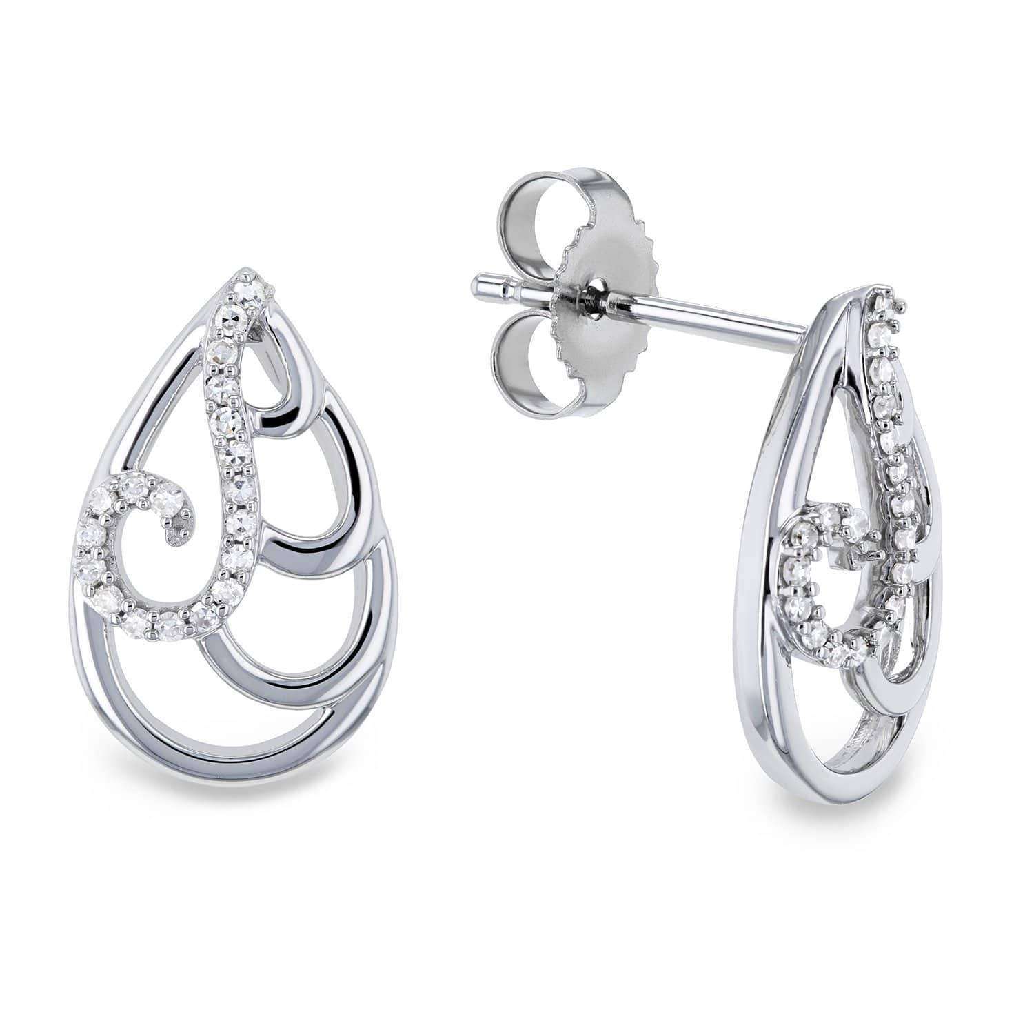 Kobelli Wispy Teardrop Diamond Earrings 10k Gold 62508/W