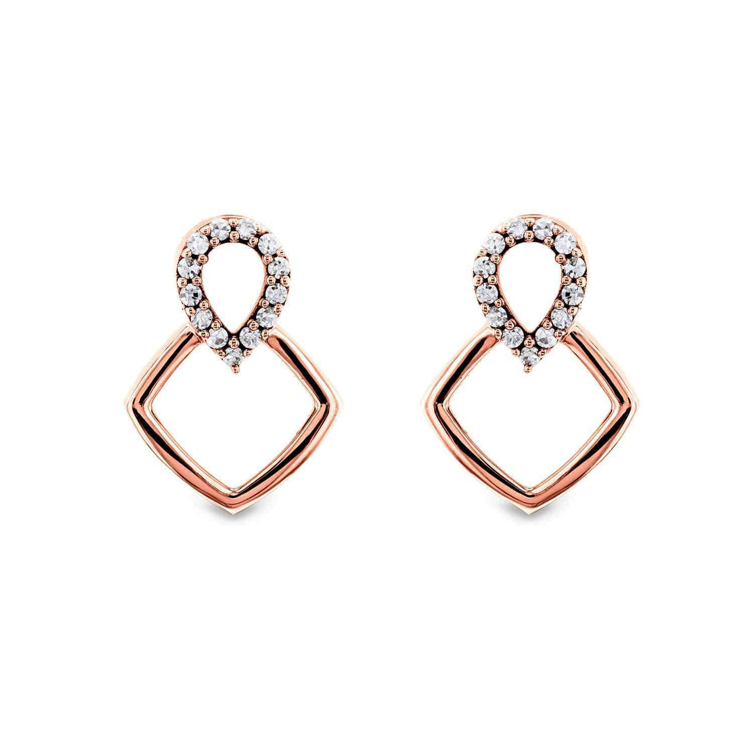 Kobelli White or Rose Gold Geometric Diamond Earrings