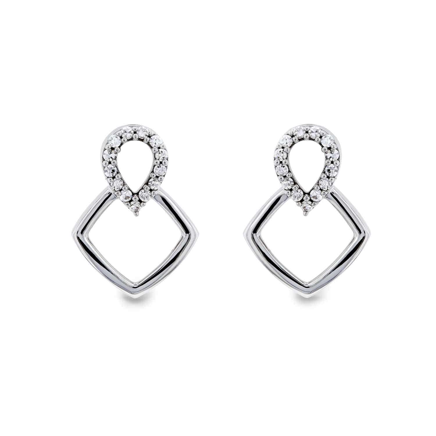 Kobelli White or Rose Gold Geometric Diamond Earrings