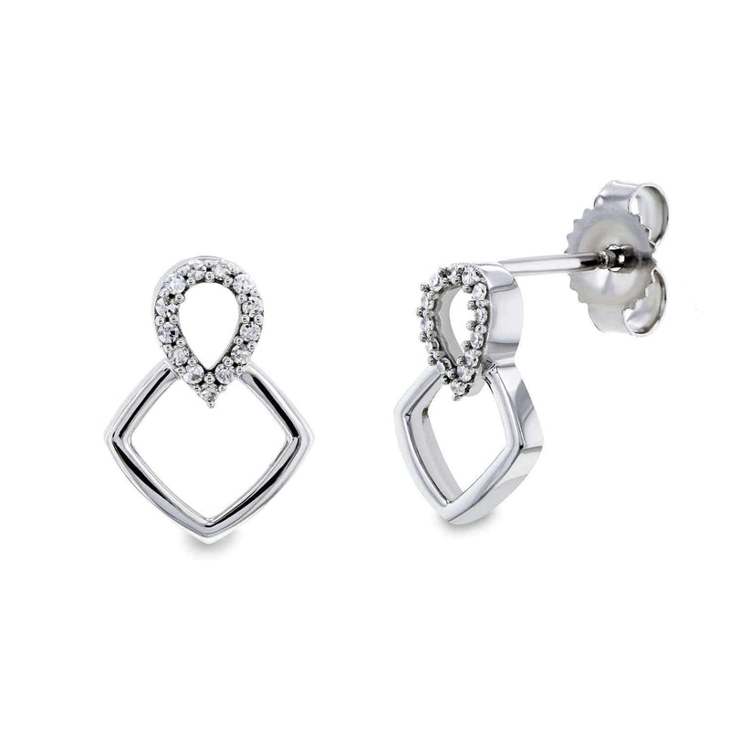 Kobelli White or Rose Gold Geometric Diamond Earrings 62509/W