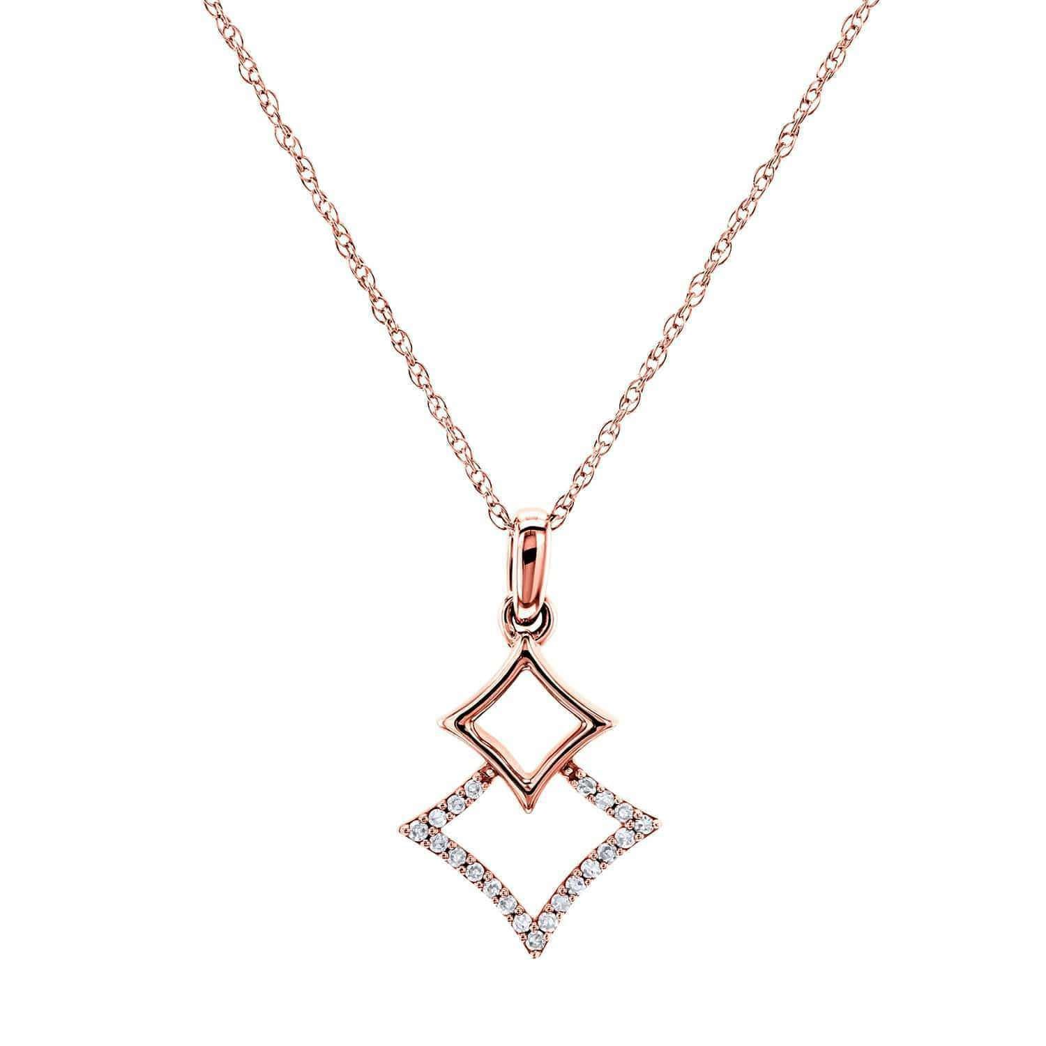 Kobelli Rhombus Geometric Diamond Necklace 10k Rose Gold, 18 Inch 62510-R
