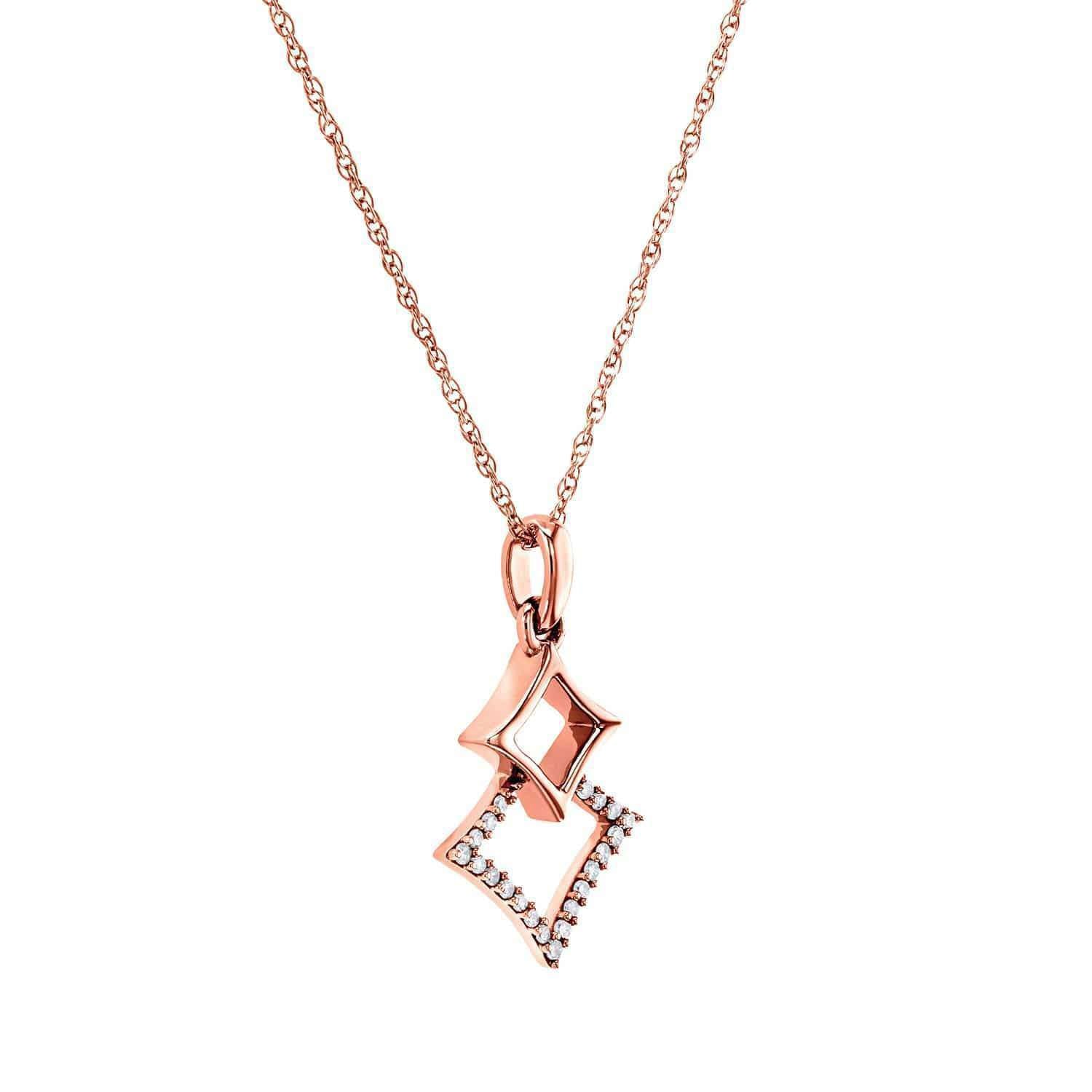 Kobelli Rhombus Geometric Diamond Necklace 10k Rose Gold, 18 Inch 62510-R