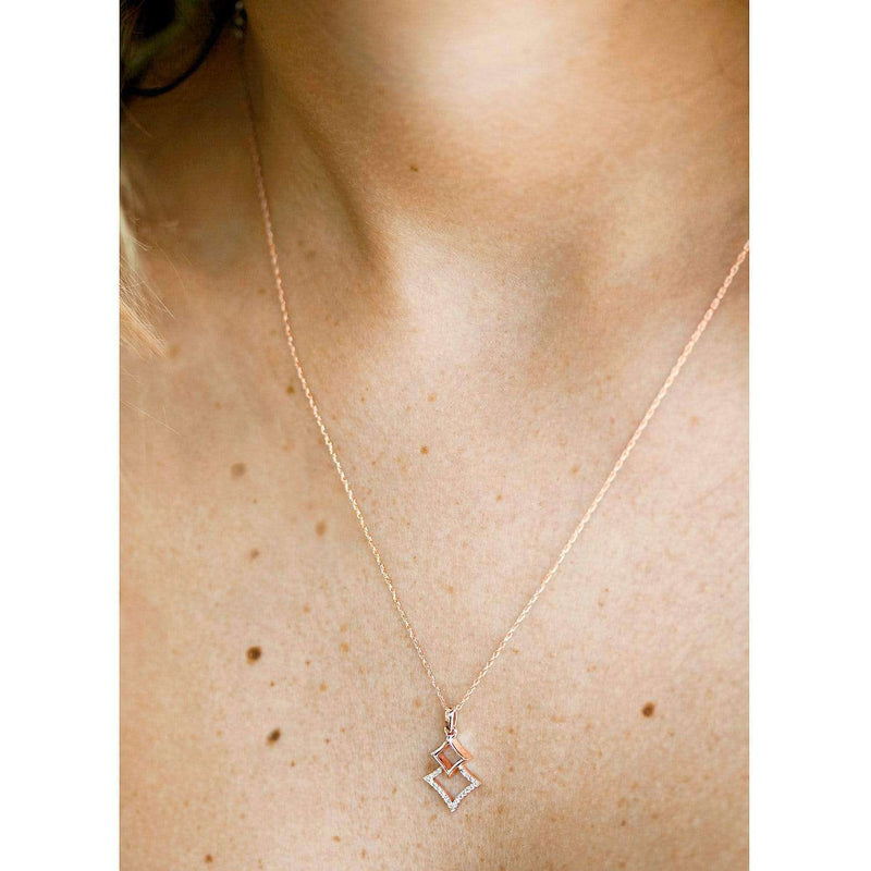 Kobelli Rhombus Geometric Diamond Necklace 10k Rose Gold, 18 Inch 62510-R