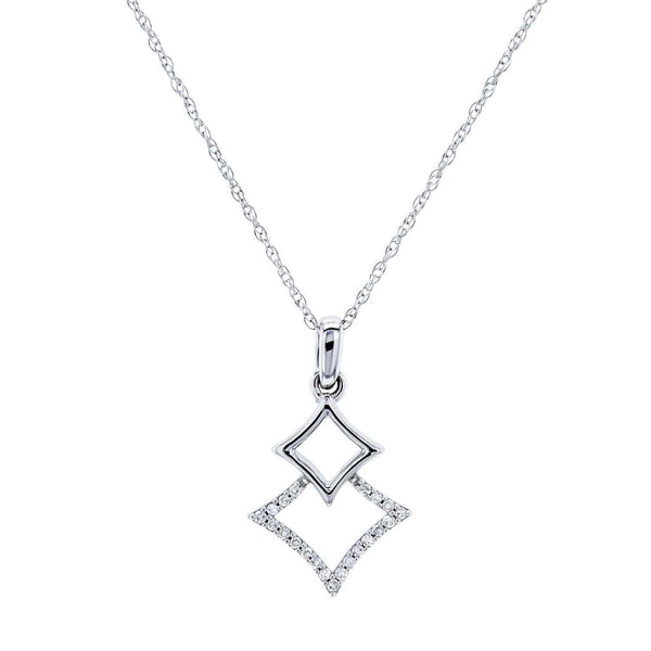 Kobelli Rhombus Geometric Diamond Necklace 10k White Gold, 18 Inch 62510-W