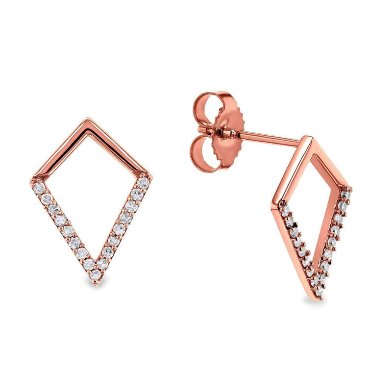 Kobelli White or Rose Gold Geometric Kite Diamond Earrings 62512/R
