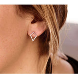 Kobelli White or Rose Gold Geometric Kite Diamond Earrings