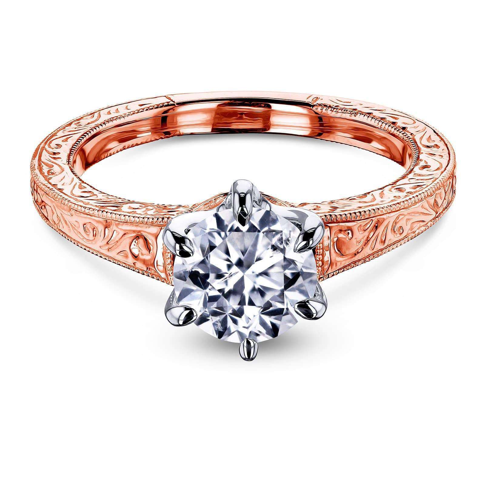 Kobelli Vintage 6-Prong 1 Carat Solitaire Diamond Ring - Multiple Gold Options