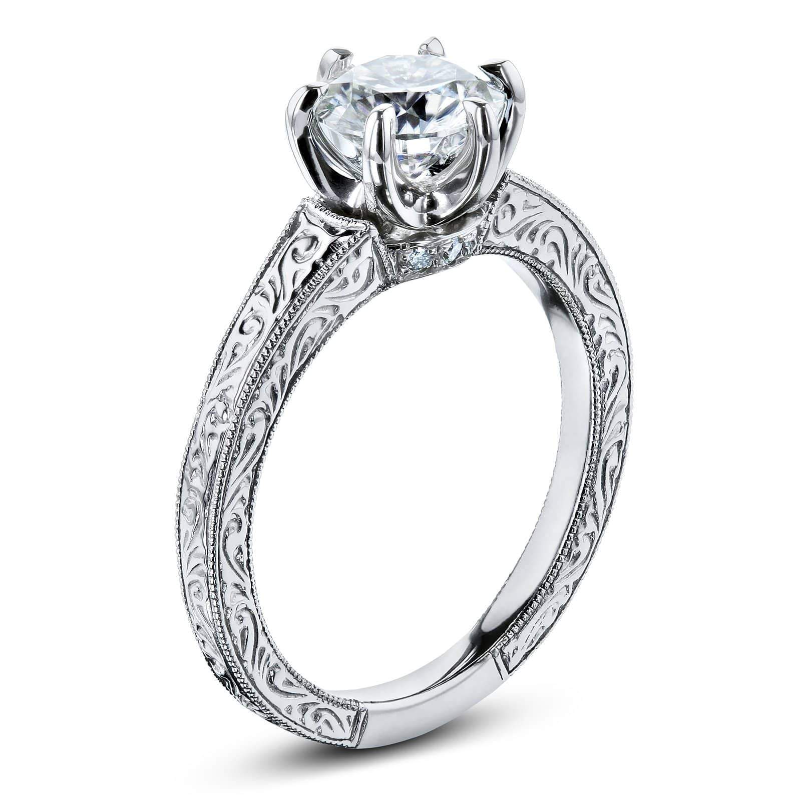 Kobelli Vintage 6-Prong 1 Carat Solitaire Diamond Ring - Multiple Gold Options