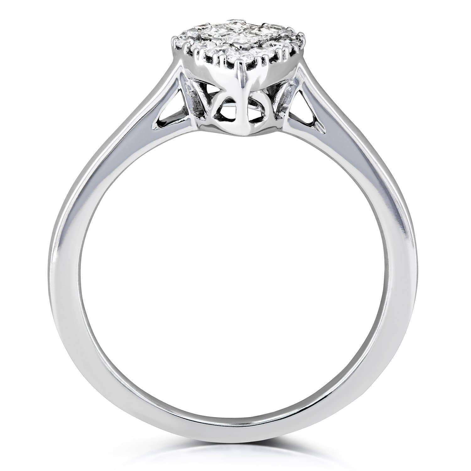 Kobelli Pear Cluster Invisible Princess Diamond Ring 1/4 Carat TW 10k White Gold