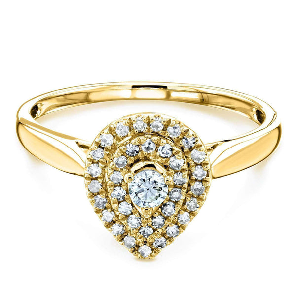 Kobelli Pear Double Halo Diamond Ring 14k Yellow Gold