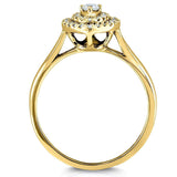 Anel de diamante Kobelli pêra duplo halo em ouro amarelo 14k