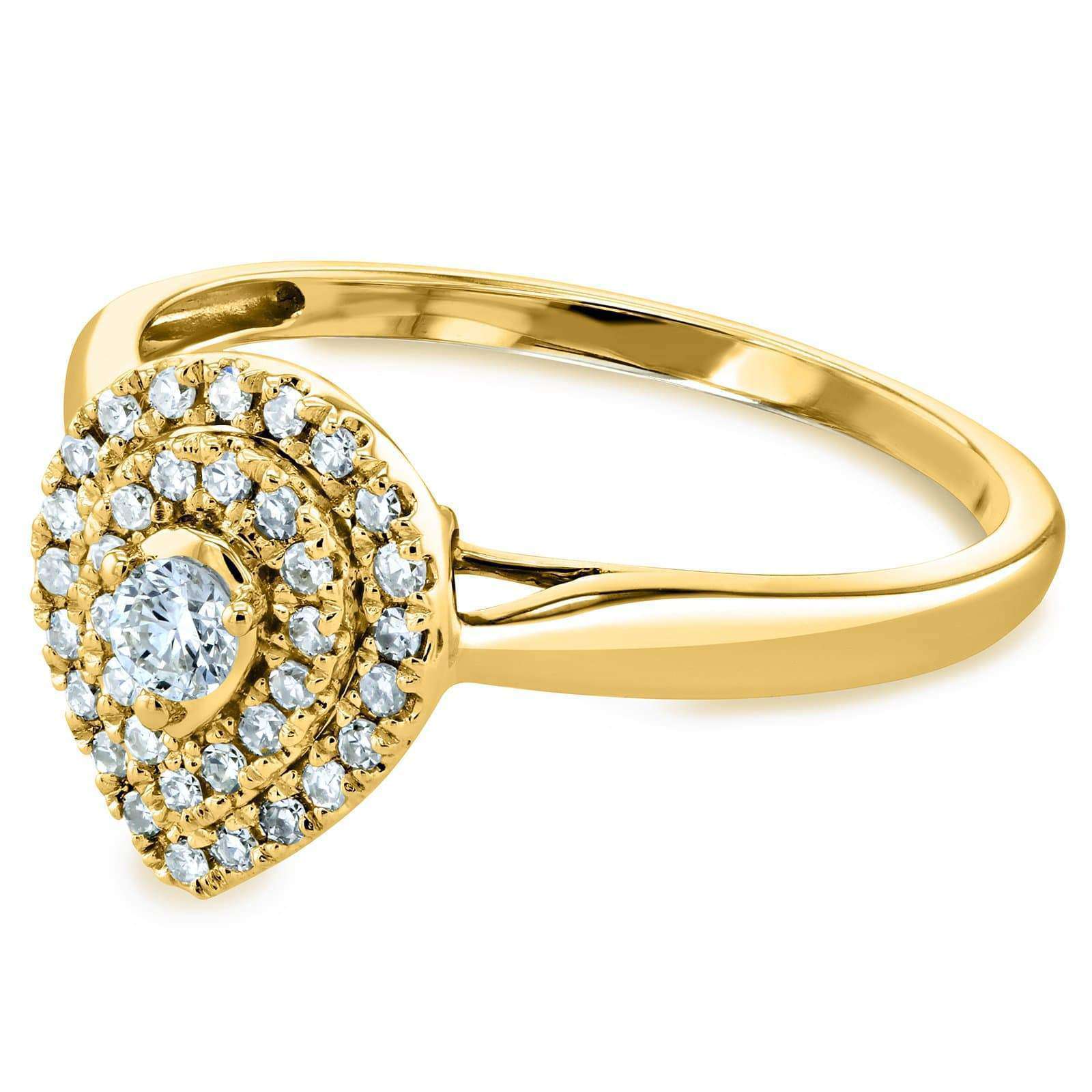 Kobelli Pear Double Halo Diamond Ring 14k Yellow Gold