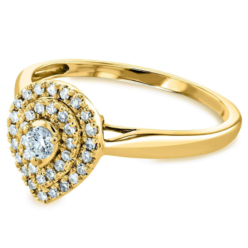 Kobelli Pear Double Halo Diamond Ring 14k Yellow Gold