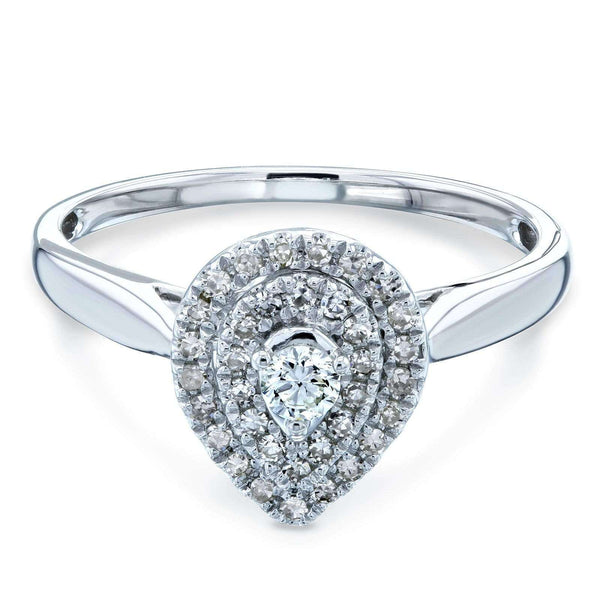 Kobelli Pear Double Halo Diamond Ring 14k White Gold