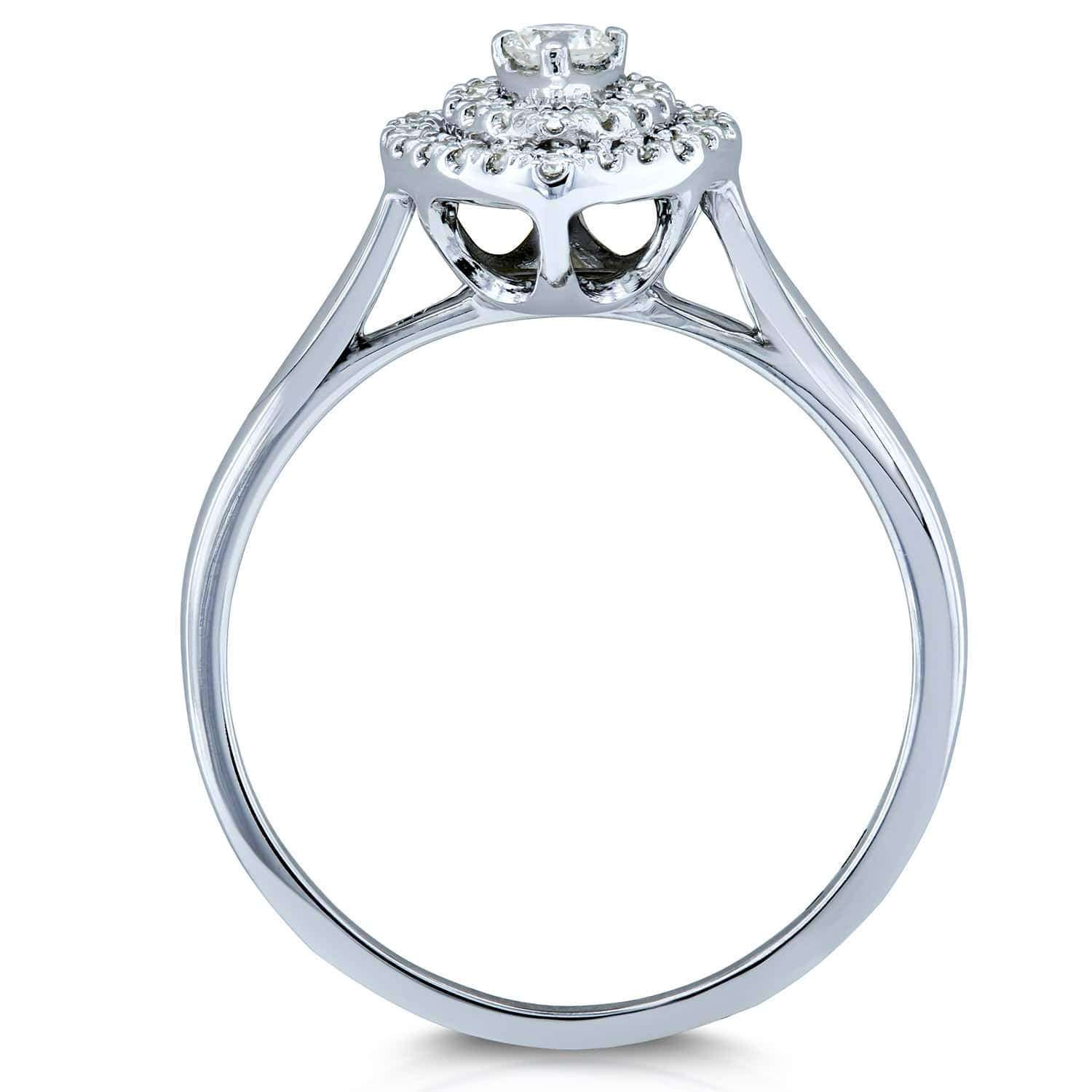 Kobelli Pear Double Halo Diamond Ring 14k White Gold