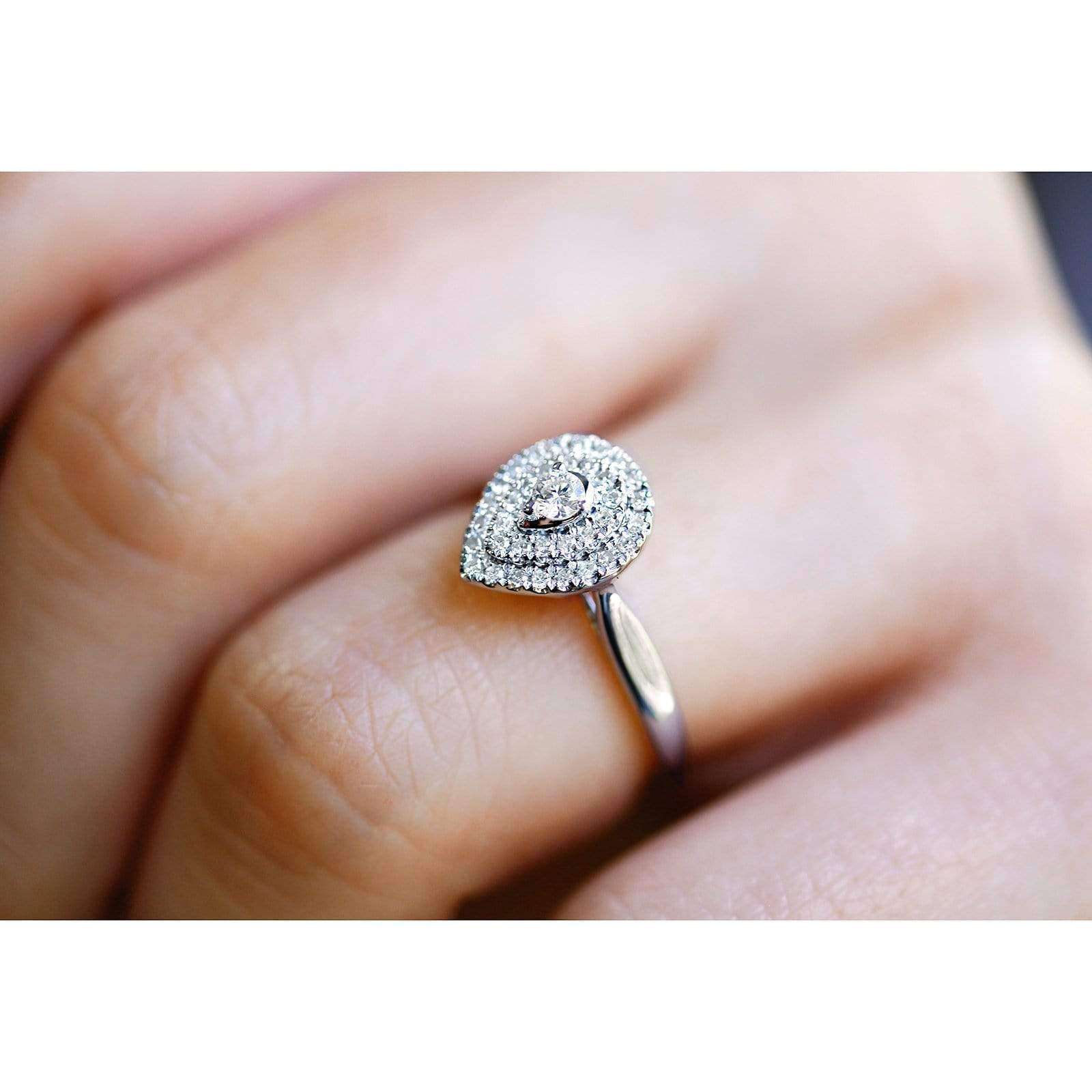 Kobelli Pear Double Halo Diamond Ring 14k White Gold