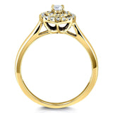 Anel de diamante Kobelli redondo cluster duplo halo cônico haste 1/5 quilate tw ouro amarelo 14k